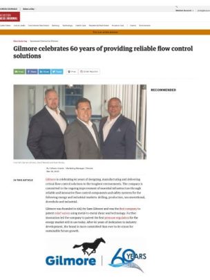 03-29- Gilmore celebrates 60 years of providing reliable flow control solutions - Houston Business _